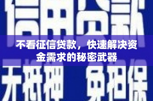 绥化不看征信贷款，快速解决资金需求的秘密武器